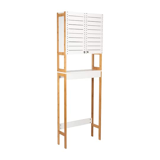 Organize It All 3-Shelf White Bamboo Over the Toilet Cabinet